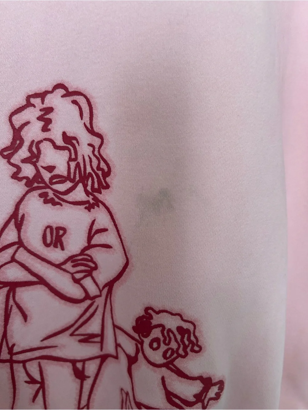 Aelfric Eden Pink Pullover Hoodie with Dark Pink Cartoon Graphic/ S